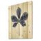 Designart - Navy Blue Chestnut Leaf - Traditional Print on Natural Pine Wood